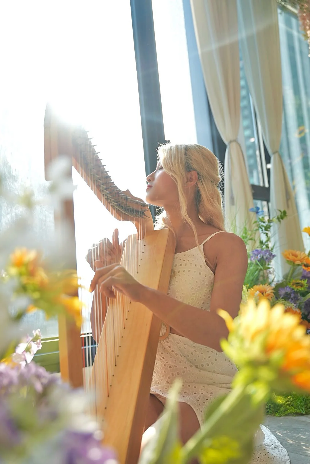 荃灣西女神成人豎琴體驗班及攝影 豎琴婚紗攝影 成人豎琴課程 harp course